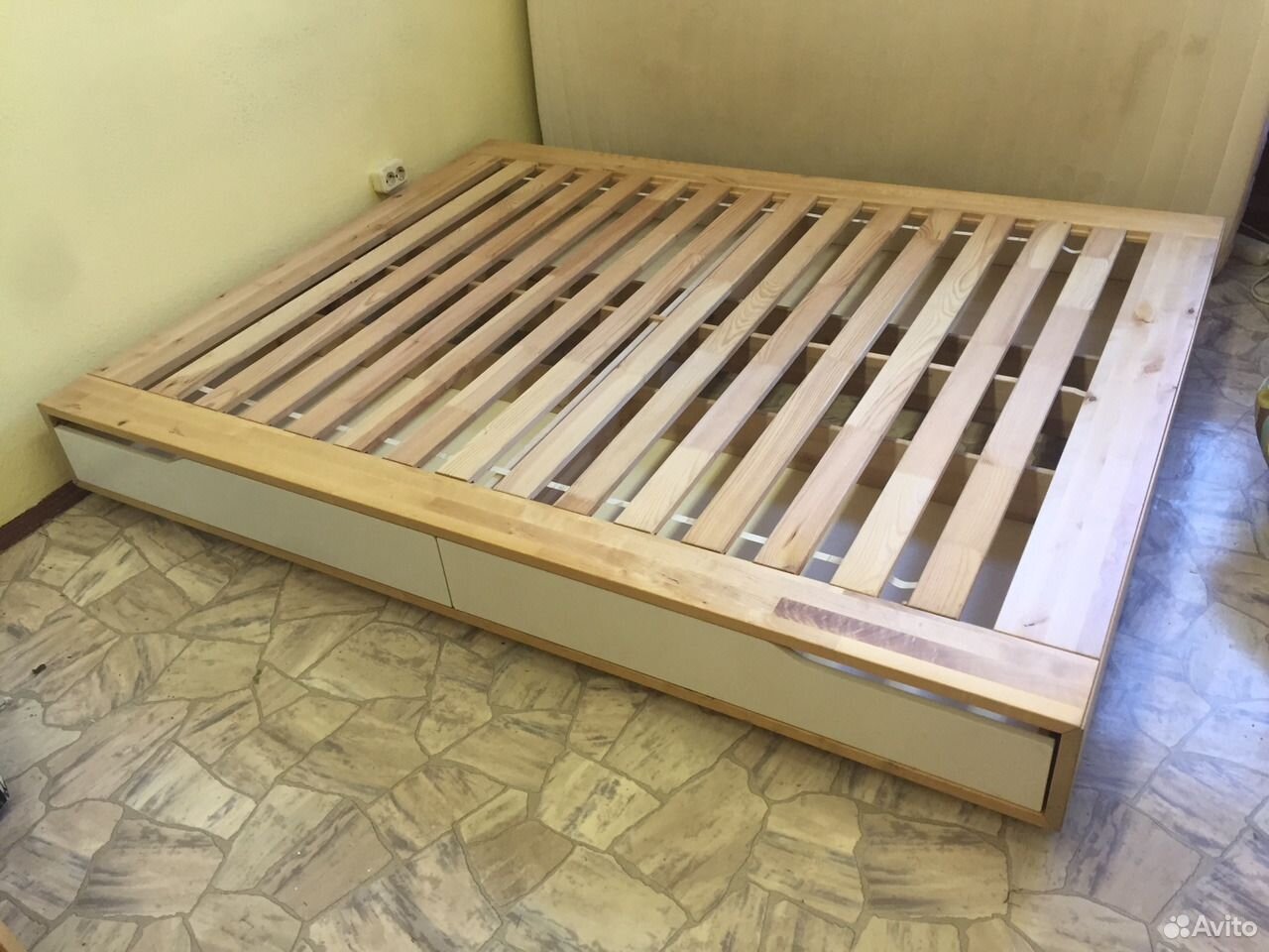кровать икеа двуспальная деревянная размеры