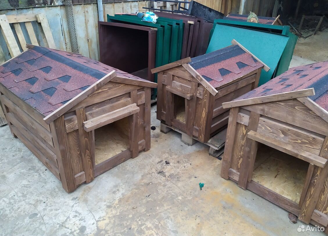 Будки для собак деревянные, обработанные в морилке купить на Зозу.ру - фотография № 1