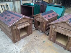 Будки для собак деревянные, обработанные в морилке