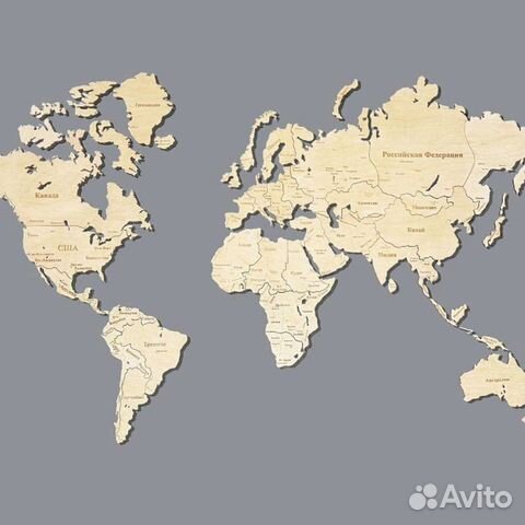 Карта мира из дерева/Интерьерная карта на стену