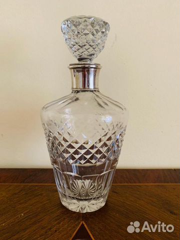 Графин старинный хрустальный с серебром