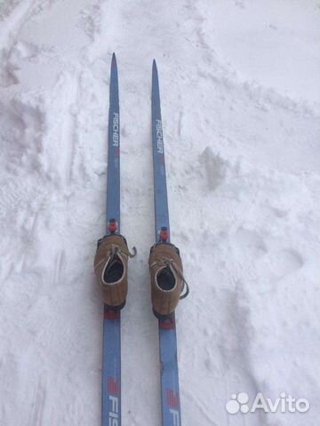 Лыжи беговые fisher с палками и ботинки