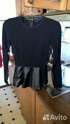 Zara woman блузка с кожаной баской (пеплум) Zara woman блузка с кожаной баской (пеплум)