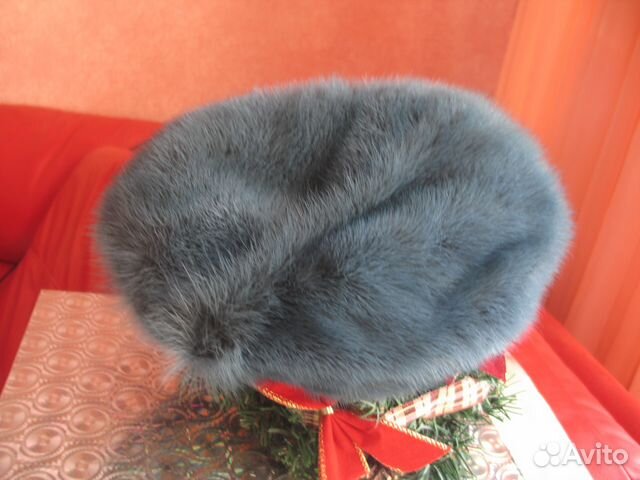Берет норка голубая 56-58