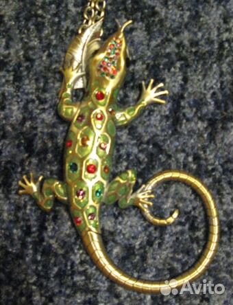 Цепочка с кулоном в виде ящерицы, латунь, СССР