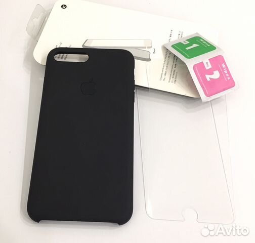 iPhone 7Plus Silicon Case Черный + Стекло Закал 7+ iPhone 7Plus Silicon Case Черный + Стекло Закал 7+