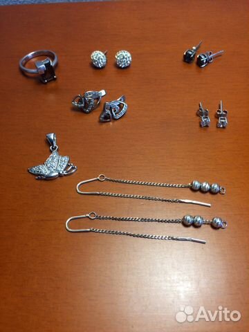 Серьги, кольцо, браслет, серебро 925 Серьги, кольцо, браслет, серебро 925