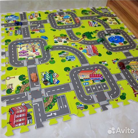 Новый коврик пазл 9шт. 31,5x31,5см (дороги #1) Новый коврик пазл 9шт. 31,5x31,5см (дороги #1)