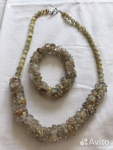 Бусы из агата и камня кошачий глаз
