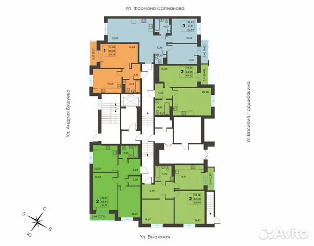 2-к квартира, 60 м², 4/7 эт. 2-к квартира, 60 м², 4/7 эт.