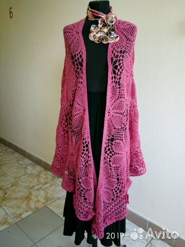 Шаль крючком из мотивов *ромашки