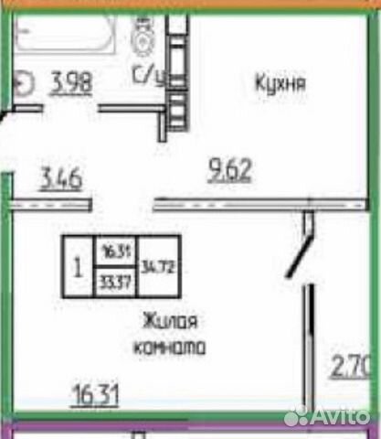1-к квартира, 35 м², 17/17 эт. 1-к квартира, 35 м², 17/17 эт.