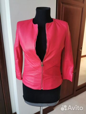 Кожаная куртка Elisabetta Franchi (цвет фуксия)