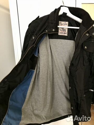 Куртка осенняя тканевая чёрная Zara Man, р-р L