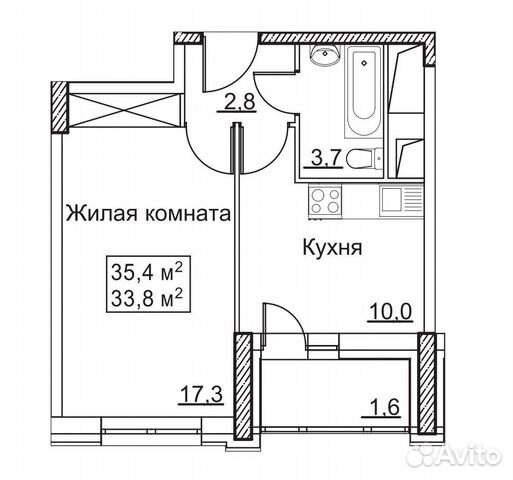 1-к квартира, 35.4 м², 15/22 эт. 1-к квартира, 35.4 м², 15/22 эт.