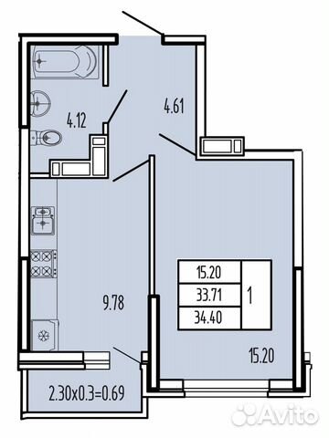 1-к квартира, 35.5 м², 14/17 эт.