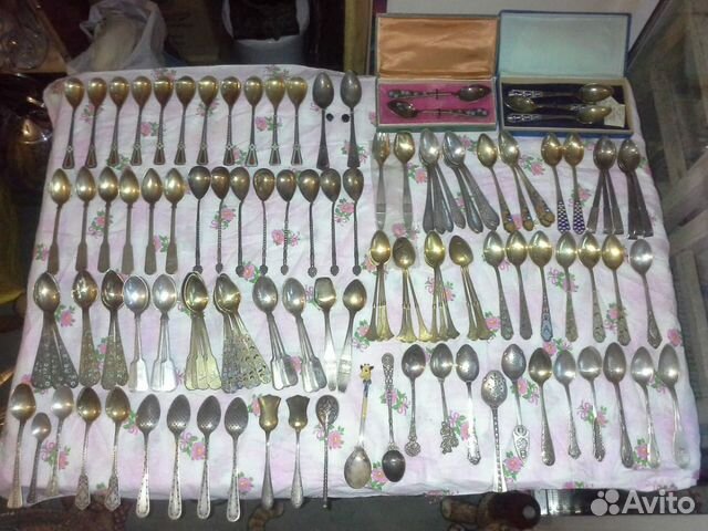 Серебряные чайные ложки СССР серебро 875 эмаль Серебряные чайные ложки СССР серебро 875 эмаль