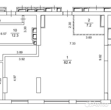 Своб. планировка, 90 м², 37/37 эт. Своб. планировка, 90 м², 37/37 эт.