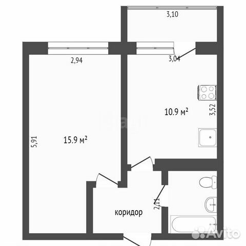 1-к квартира, 35 м², 4/9 эт. 1-к квартира, 35 м², 4/9 эт.