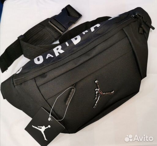 Сумка барсетка на пояс Jordan белая чёрная Красная