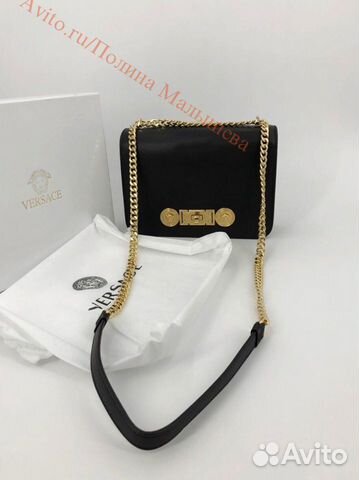 Новая женская сумка мессенджер кожа черная Versace Новая женская сумка мессенджер кожа черная Versace