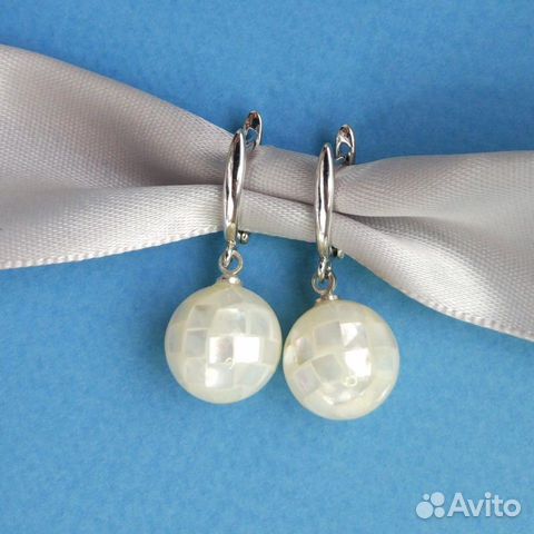Серьги перламутр белый круглый Серьги перламутр белый круглый