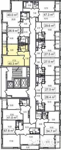1-к квартира, 40.3 м², 3/25 эт. 1-к квартира, 40.3 м², 3/25 эт.