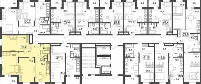 3-к квартира, 79.4 м², 14/25 эт. 3-к квартира, 79.4 м², 14/25 эт.