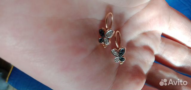 Серьги золотые с фианитами