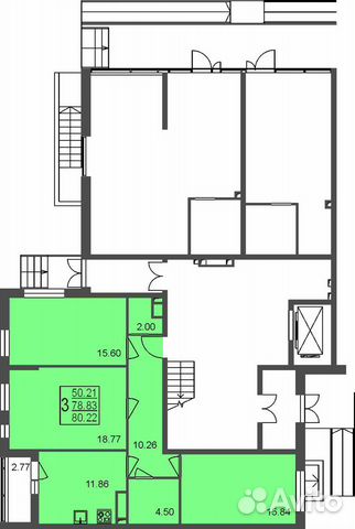 3-к квартира, 80.2 м², 1/8 эт.