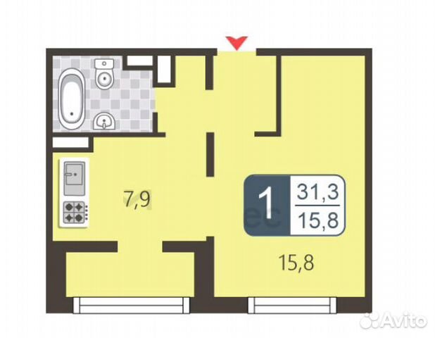 1-к квартира, 33 м², 6/17 эт. 1-к квартира, 33 м², 6/17 эт.