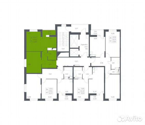 2-к квартира, 43.9 м², 17/17 эт.