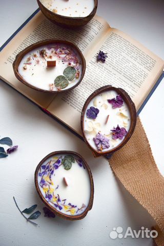 Ароматические свечи в кокосе