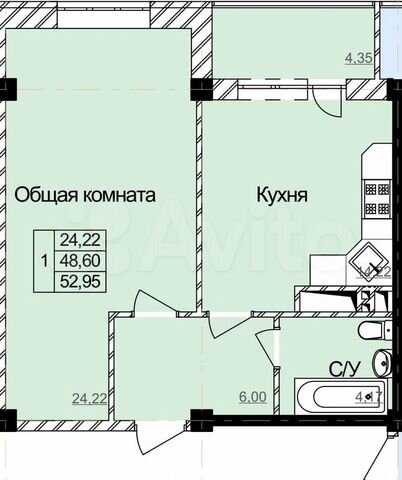 1-к. квартира, 53 м², 13/15 эт.