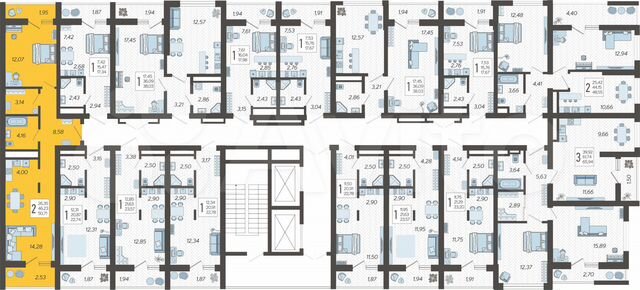 2-к. квартира, 50,7 м², 13/19 эт.