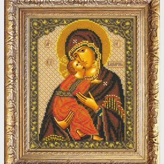 Владимирская Икона Божьей Матери, вышитая бисером