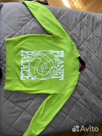 Свитшот Palace Planet Crew Lime Green/White