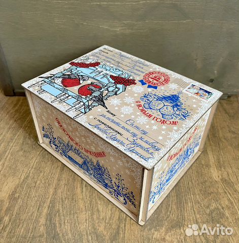 Коробка подарочная деревянная Новый Год