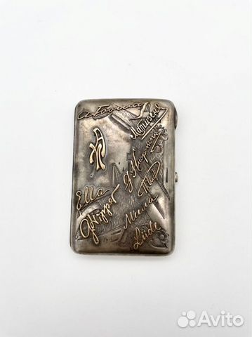 Портсигар серебро 84 проба с золотыми накладками