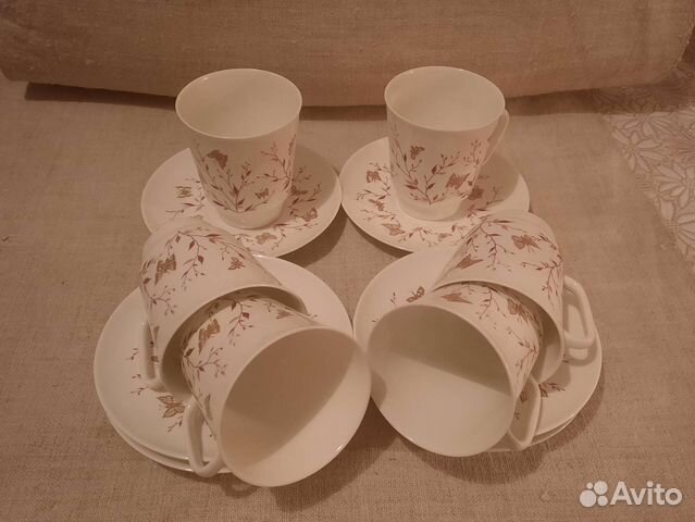 Сервиз кофейный чашки блюдца костяной фарфор