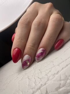 Маникюр, наращивание, гель-лак с укреплением