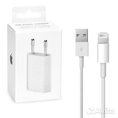 Зарядка 1A с USB выходом (+кабель Apple Lightning)
