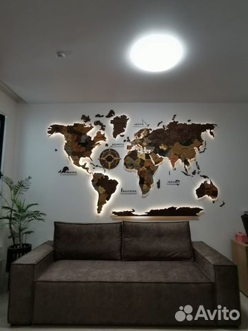 Карта мира на стену с подсветкой
