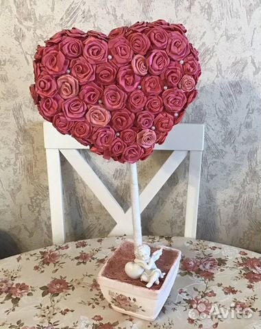 Сердце из атласных лент. Наnd made (ручная работа)