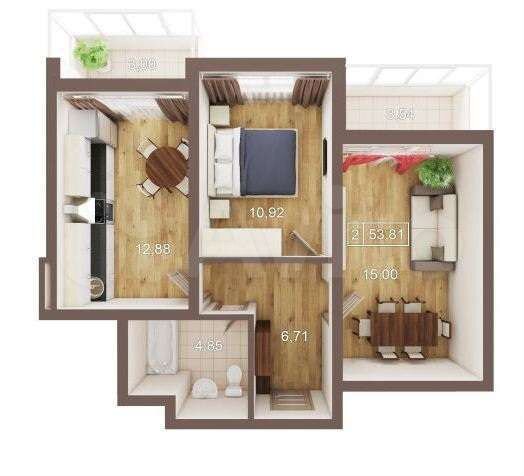 2-к. квартира, 53,8 м², 14/18 эт.