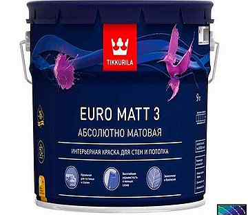 Краска euro. Краска Tikkurila Euro Matt 3 база а. Tikkurila Euro Matt 3 9 л. Tikkurila Euro Matt 3 2.7 л. Краска для стен Tikkurila Euro база 9 л.