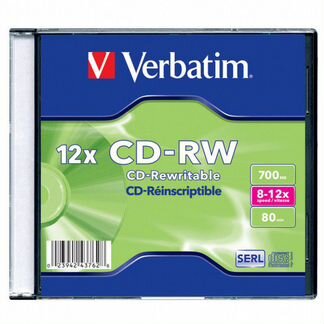 Диск CD-RW verbatim 700MB 8-12X slim case