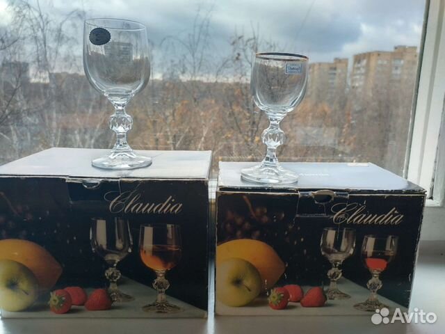 Рюмки Bohemia Claudia 90 и 50 мл,стекло и хрусталь