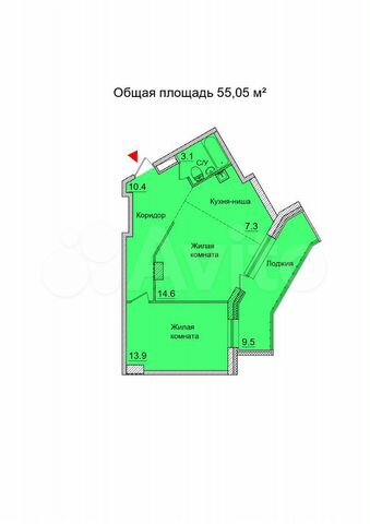 1-к. квартира, 55,1 м², 15/21 эт.