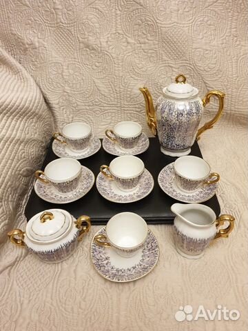 Кофейный костяной фарфоровый сервиз (Япония)